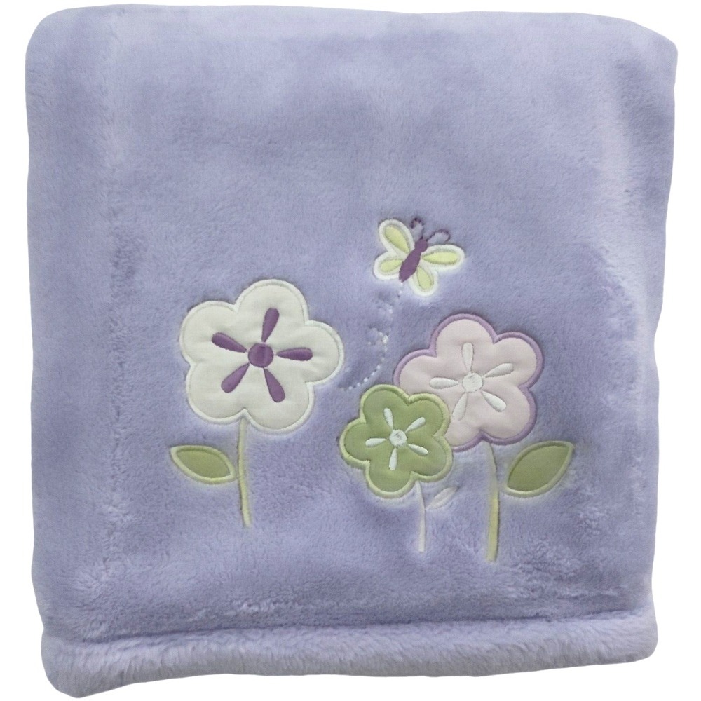 NEW Tiddliwinks Purple Flower Butterfly Baby Blanket Soft Lovey Girl‎ 30x40 htf